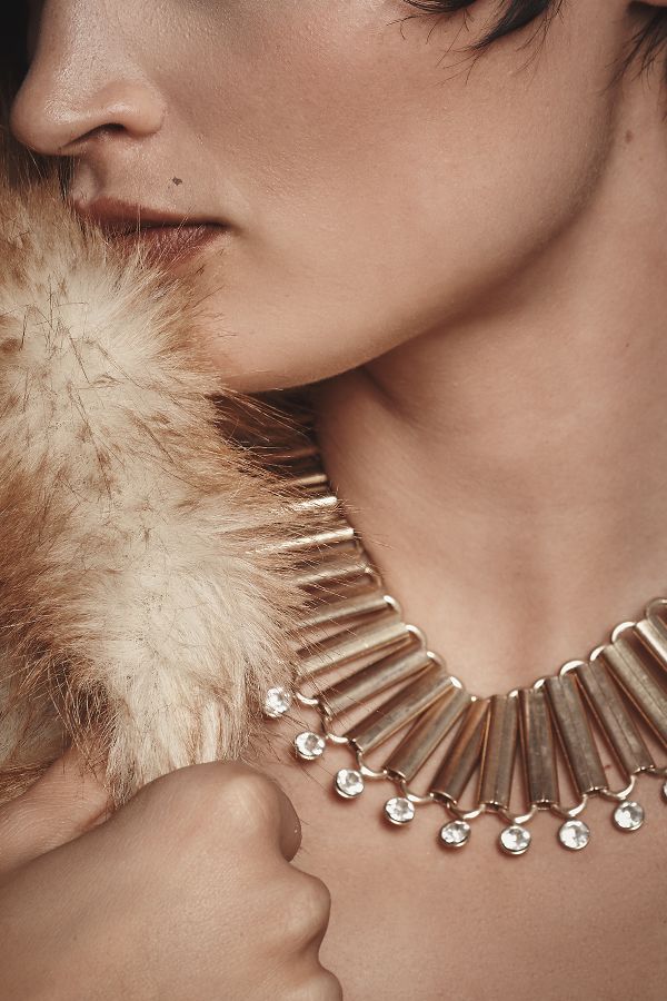 Slide View: 2: Crystal Fluted Collar Necklace