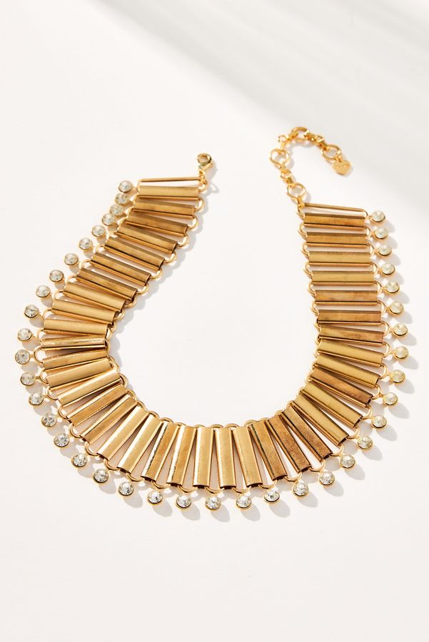 Slide View: 1: Crystal Fluted Collar Necklace