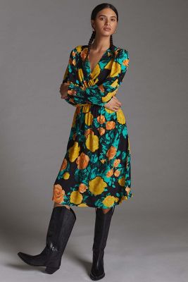 Plenty by Tracy Reese Floral Tie Back Midi Dress