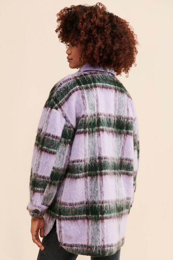 Slide View: 2: Grey Lab Oversized Plaid Shirt Jacket