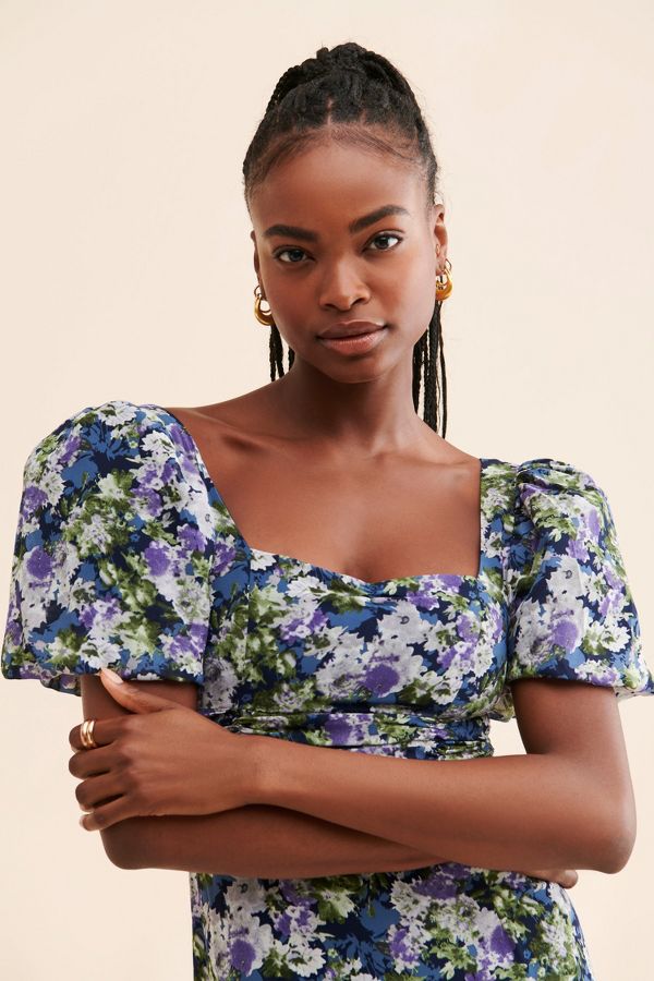 Slide View: 3: ASTR the Label Asymmetrical Floral Midi Dress