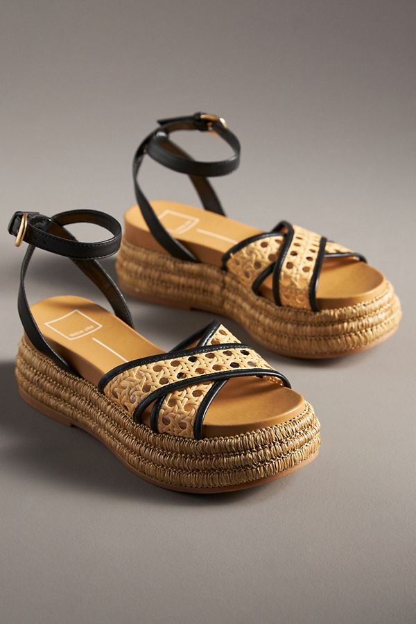 Slide View: 2: Dolce Vita Wriley Raffia Platform Sandals