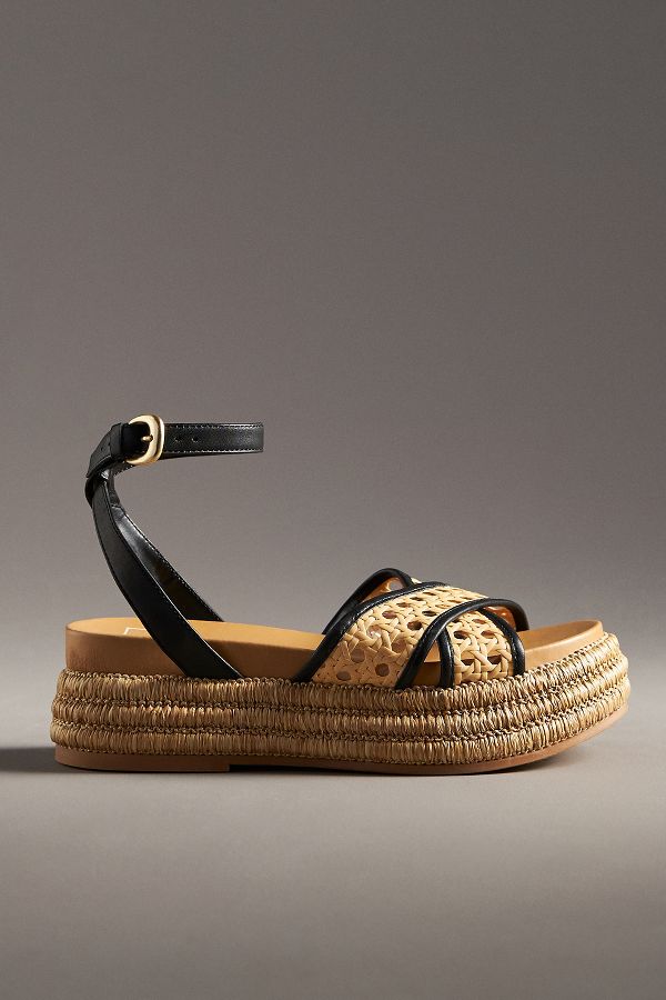 Slide View: 1: Dolce Vita Wriley Raffia Platform Sandals