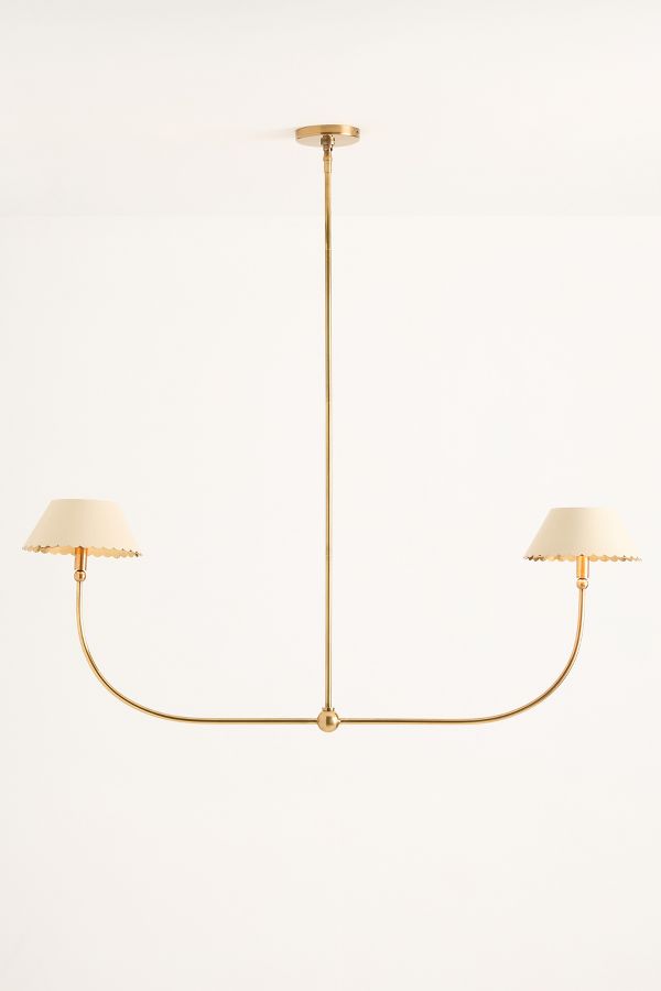 Slide View: 3: Roberta Scalloped Leather Linear Chandelier