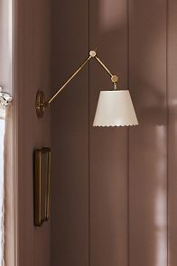 Slide View: 2: Roberta Scalloped Leather Task Sconce