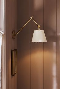 Slide View: 1: Roberta Scalloped Leather Task Sconce