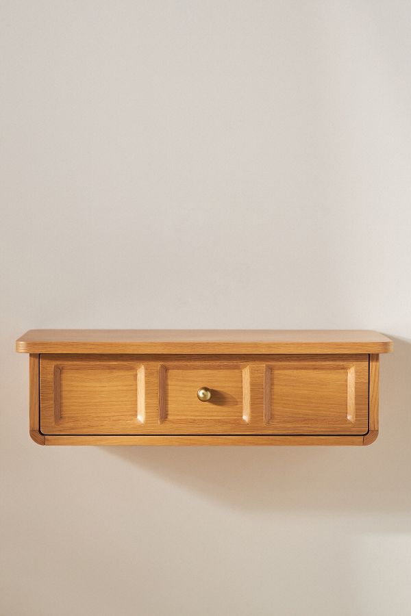 Slide View: 2: Elle Oak Wood Shelf with Drawer