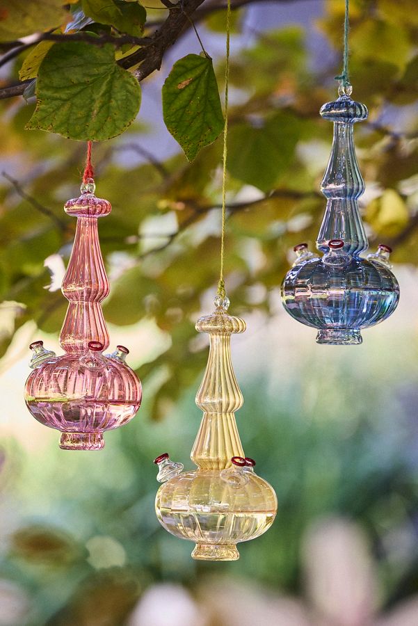 Slide View: 1: Glass Hummingbird Feeder