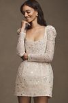 Thumbnail View 4: Watters Sparkler Puff-Sleeve Scoop-Neck Sequin Embroidered Mini Dress