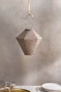 Slide View: 2: Lace Battery Lantern, Grey Diamond