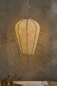 Slide View: 1: Lace Battery Lantern, Silver Balloon