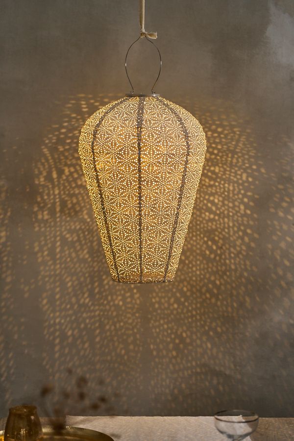 Slide View: 1: Lace Battery Lantern, Silver Balloon