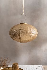 Slide View: 2: Lace Battery Lantern, Gold Oval