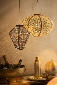 Slide View: 3: Lace Battery Lantern, Gold Oval