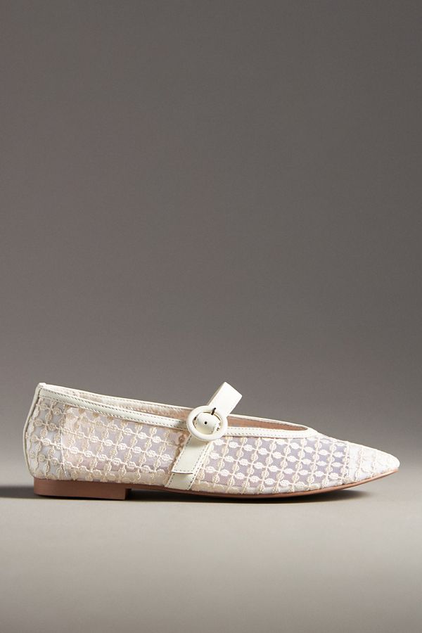 Slide View: 4: Bibi Lou Floral Mesh Mary Jane Flats