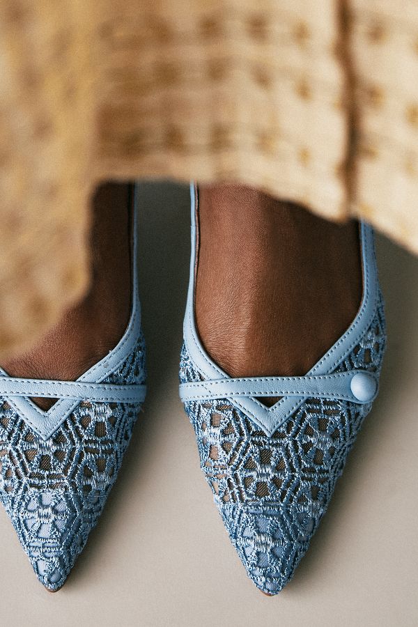 Slide View: 2: Bibi Lou Embroidered Mesh Slingback Kitten Heels