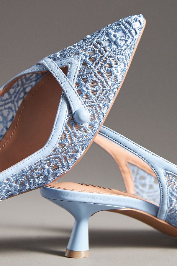 Slide View: 6: Bibi Lou Embroidered Mesh Slingback Kitten Heels