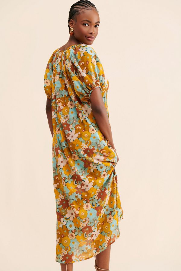 Slide View: 2: SUNDRY Retro Floral Midi Dress