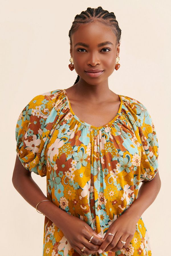 Slide View: 3: SUNDRY Retro Floral Midi Dress