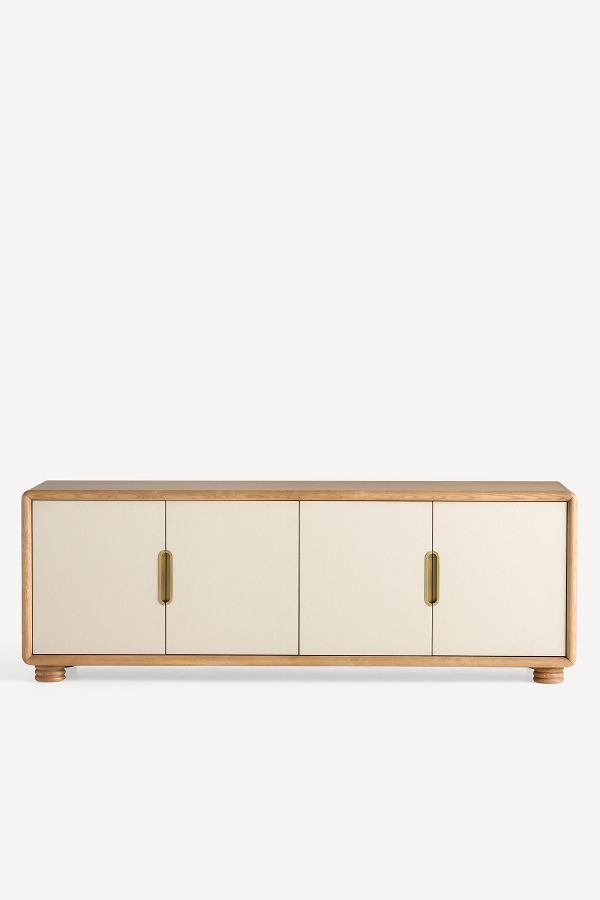 Slide View: 1: Monza Faux-Leather Rectangular 80" Sideboard