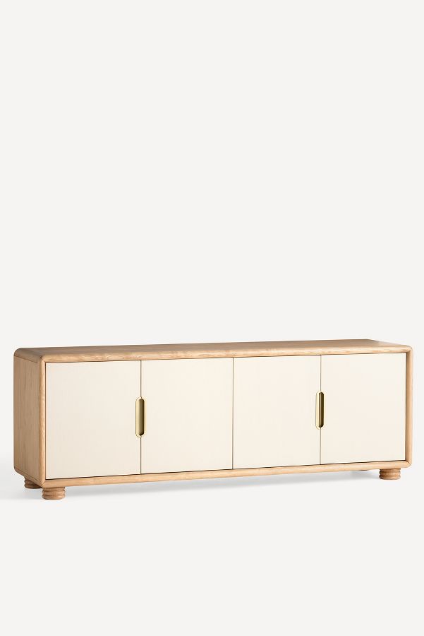 Slide View: 3: Monza Faux-Leather Rectangular 80" Sideboard