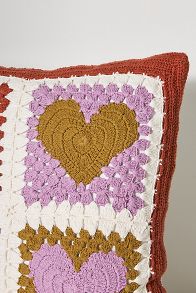 Slide View: 3: Cotton Crochet Heart Pillow