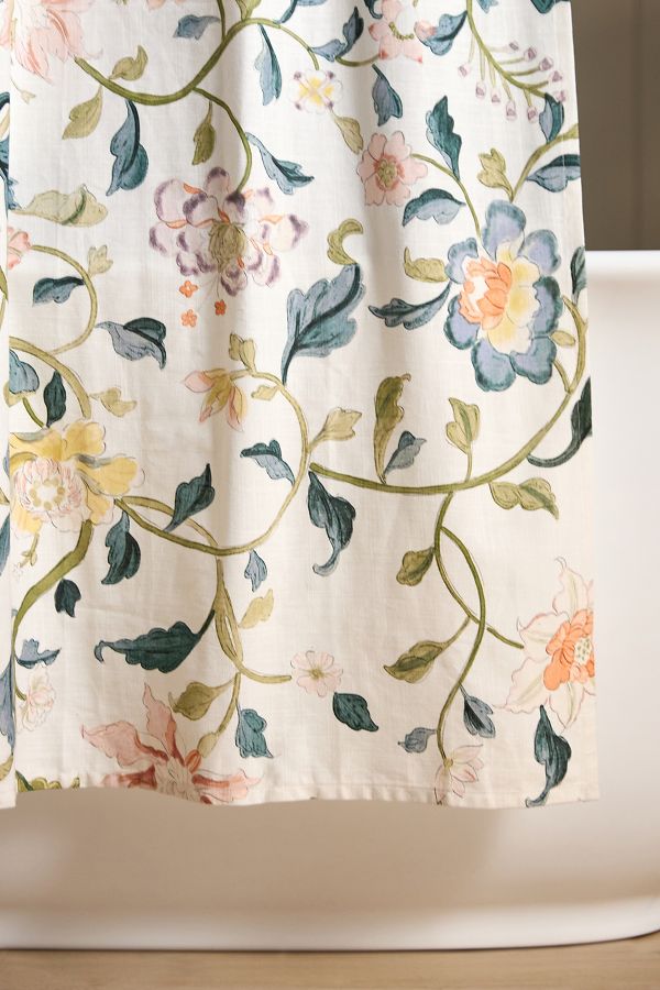 Slide View: 2: Hattie Printed Cotton-Slub Shower Curtain