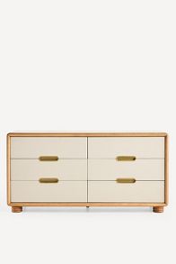 Slide View: 2: Monza Ash Wood Six-Drawer Dresser