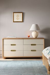 Slide View: 1: Monza Ash Wood Six-Drawer Dresser