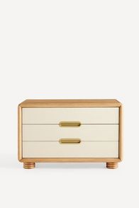 Slide View: 2: Monza Faux-Leather Three-Drawer Nightstand