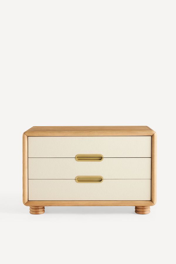 Slide View: 2: Monza Faux-Leather Three-Drawer Nightstand