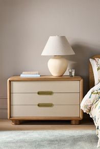 Slide View: 1: Monza Faux-Leather Three-Drawer Nightstand