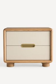 Slide View: 2: Monza Ash Wood Two-Drawer Nightstand