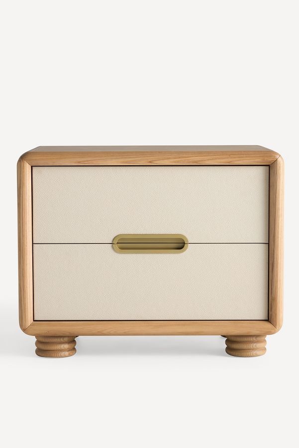 Slide View: 2: Monza Faux-Leather Two-Drawer Nightstand