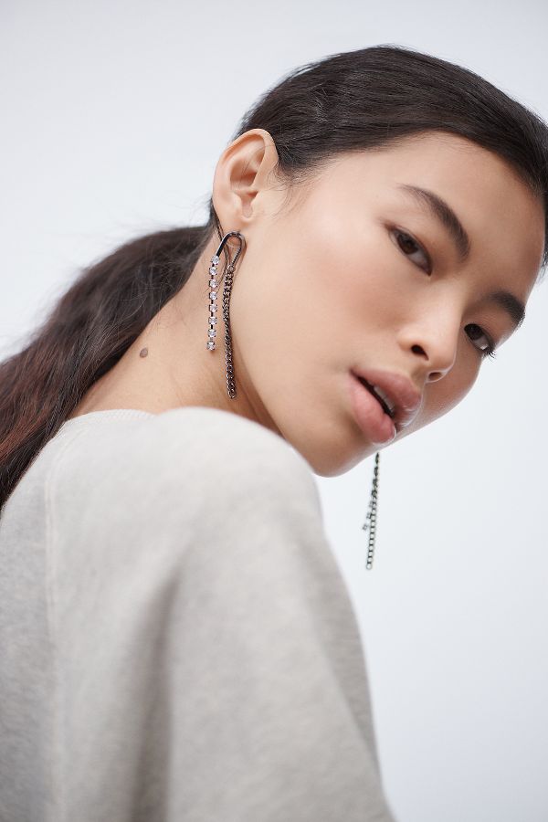 Slide View: 1: U-Shaped Crystal Drop Earrings