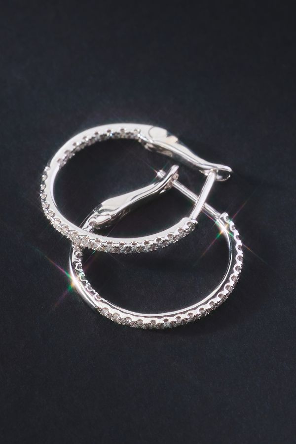 Slide View: 1: Diamond Hoop Earrings