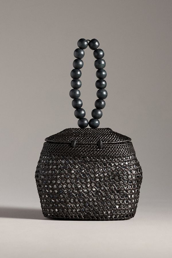 Slide View: 3: Rattan Beaded Bucket Bag