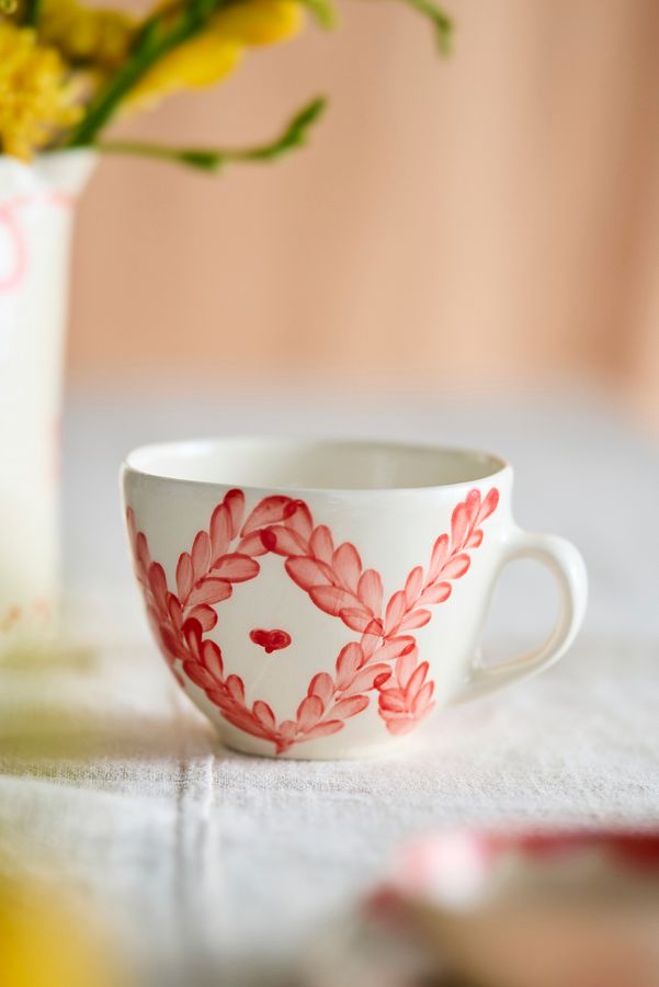 Slide View: 1: Heart + Garland Artisan Stoneware Mug