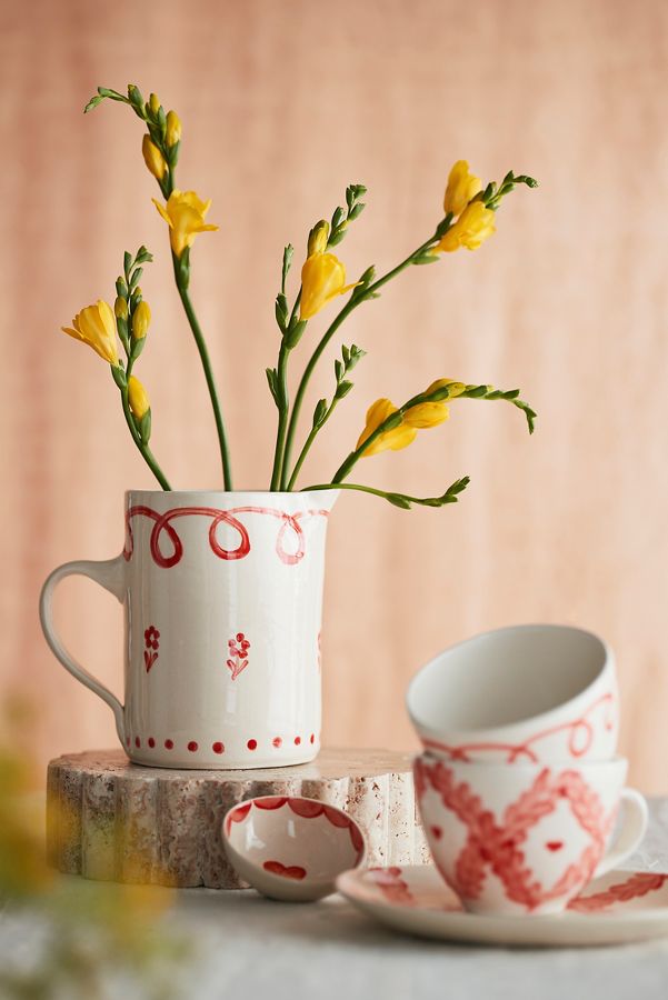 Slide View: 3: Heart + Garland Artisan Stoneware Mug