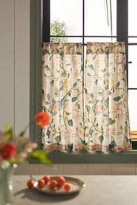 Slide View: 1: Hattie Cotton Floral Printed Café Curtains, Set of 2