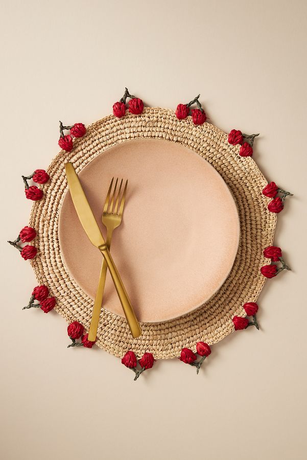 Slide View: 1: Handwoven Cherry Placemat