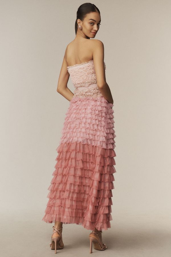 Slide View: 5: BHLDN Juliet Strapless Tulle Ruffle Midi Dress