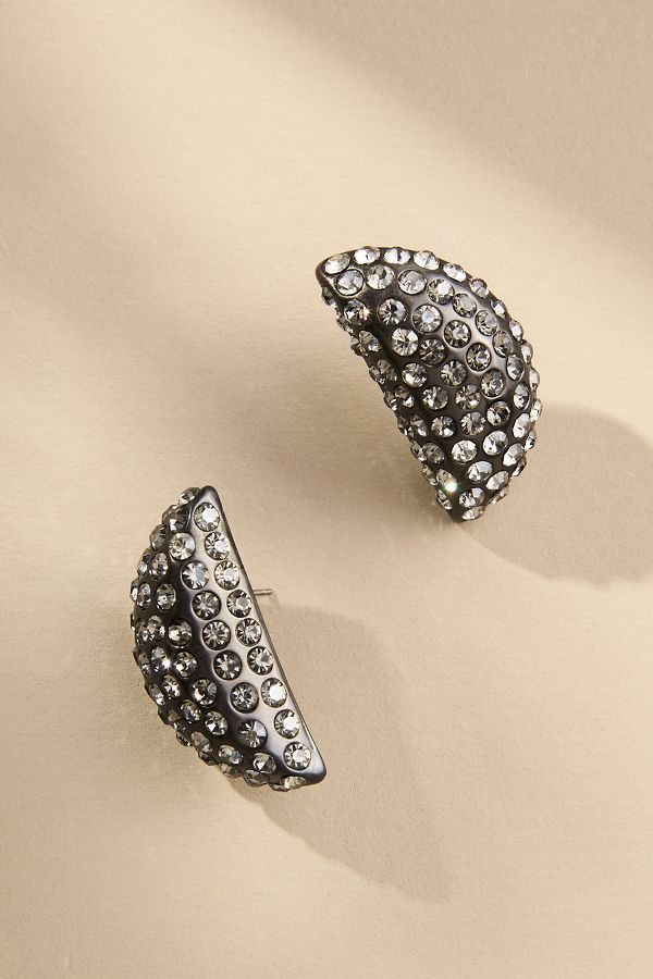 Slide View: 4: Crystal Half Moon Post Earrings