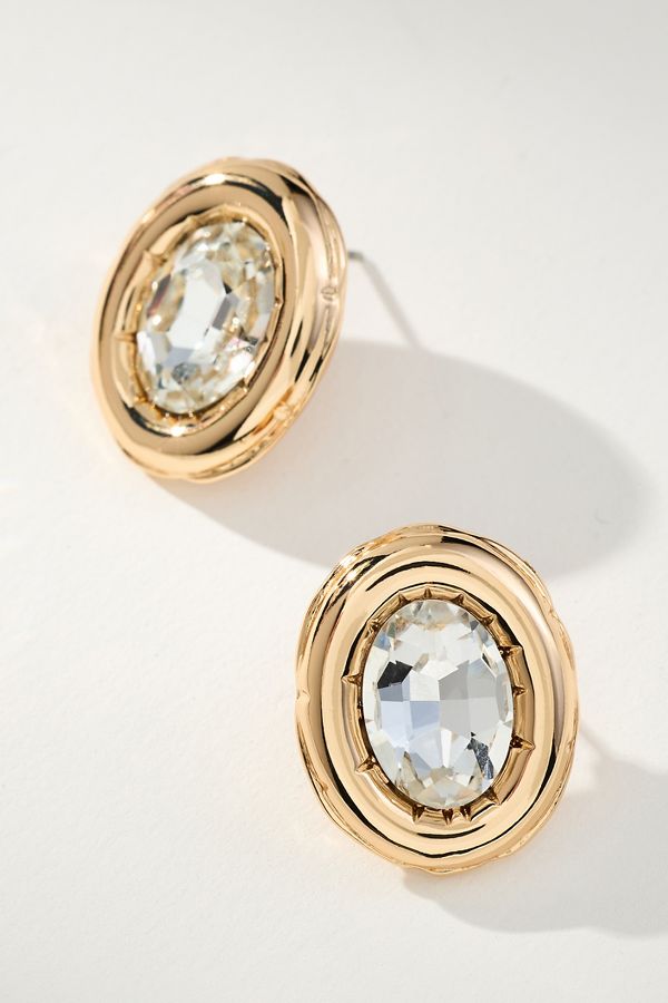 Slide View: 3: Crystal Oval Pendant Earrings