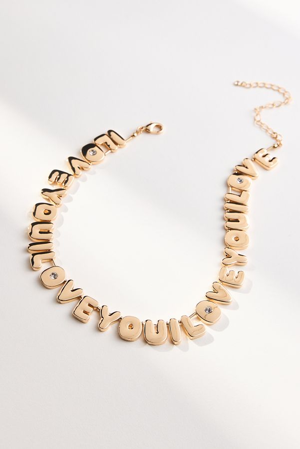 Slide View: 3: Bubble Letter Text Necklace