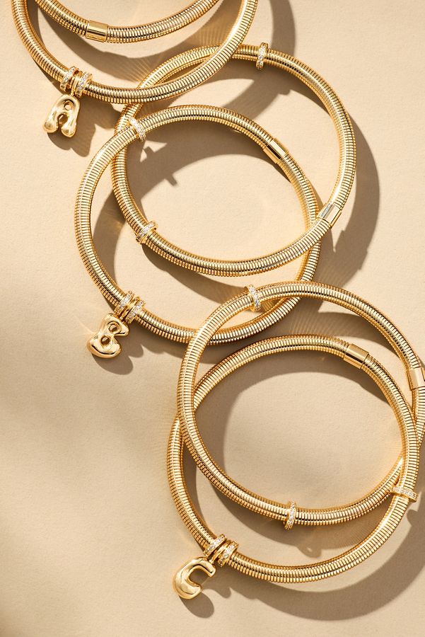 Slide View: 2: Bubble Letter Monogram Coil Bracelet