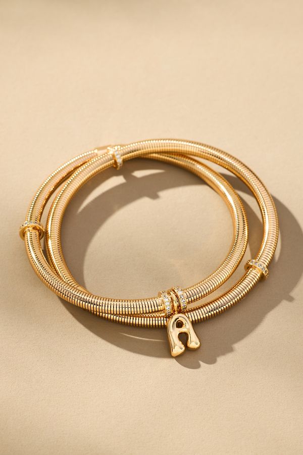 Slide View: 1: Bubble Letter Monogram Coil Bracelet