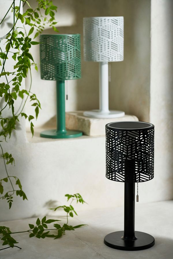 Slide View: 1: Solar Punched Metal Table Lamp