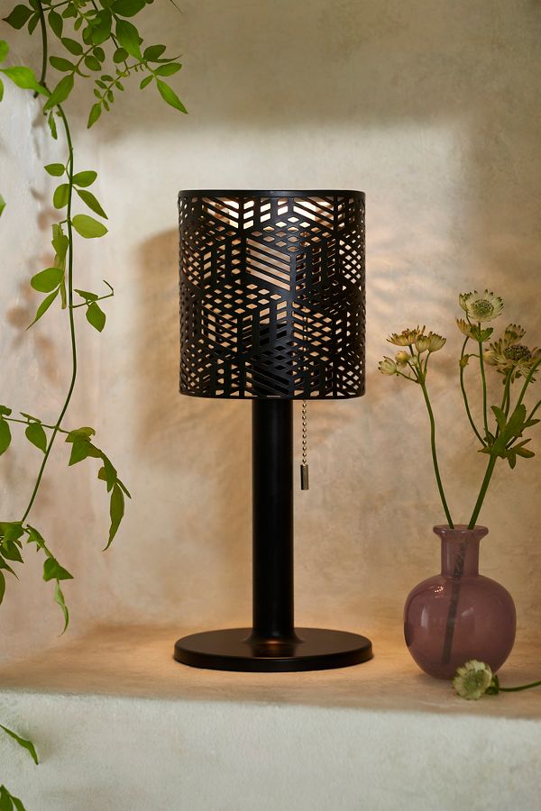 Slide View: 2: Solar Punched Metal Table Lamp