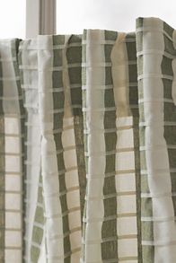 Slide View: 2: Cotton Woven Stripe Café Curtain, Set of 2